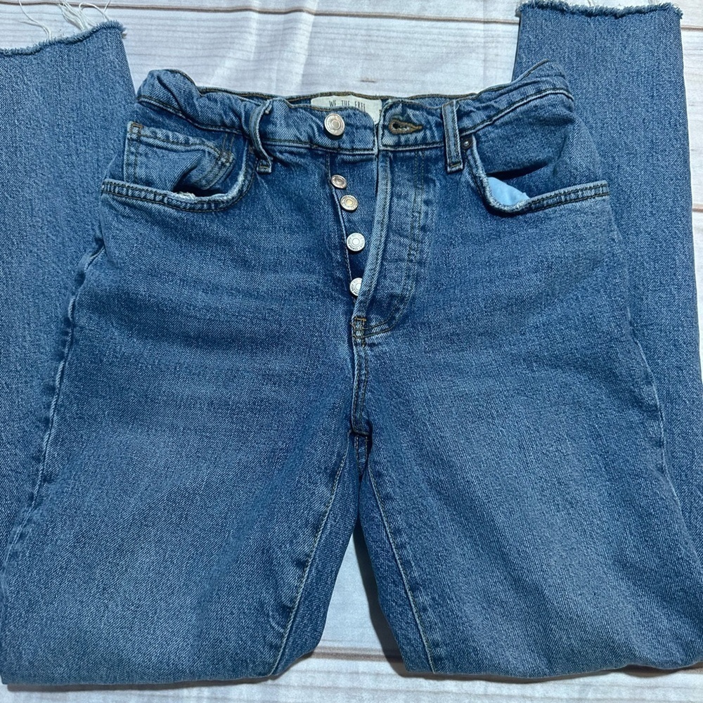 We The Free Jeans Button Fly Raw Hem Distressed Size 27